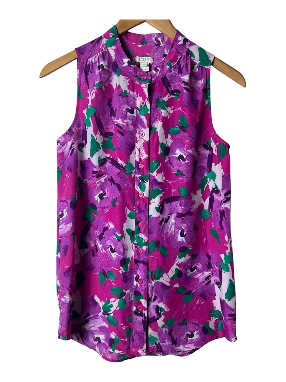 J. Crew Purple Floral Sleeveless Button-Front Camisole Tank Size 0